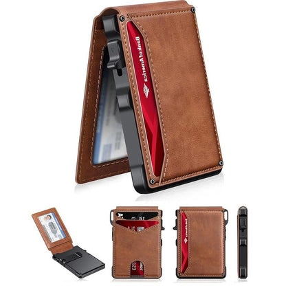 🔥Last Day! 50% OFF 💼🔒Premium Aluminum RFID Blocking Minimalist Wallet for Men — Pop-Up Card Access, Money Clip & ID Window