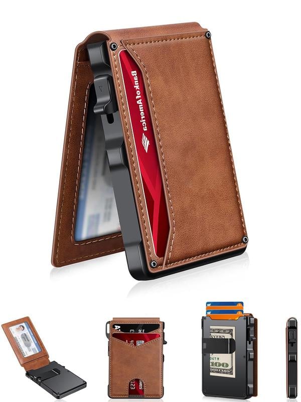 🔥Last Day! 50% OFF 💼🔒Premium Aluminum RFID Blocking Minimalist Wallet for Men — Pop-Up Card Access, Money Clip & ID Window
